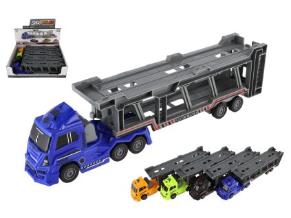 Auto kamion přepravník plast 45cm na setrvačník 4 barvy 4ks v boxu