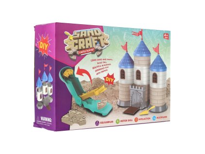Stavebnice hrad s pískem plast s doplňky v krabici 28x19x8cm