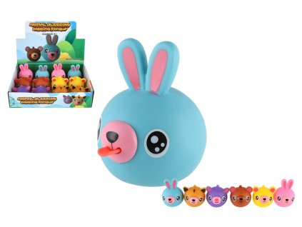 Zvířátko pískací s jazykem gumové 6cm 6 druhů 12ks v boxu