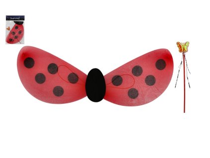 Křídla beruška s hůlkou nylon v sáčku 30,5x46x1cm karneval