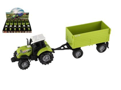 Traktor s valníkem plast 26cm na volný chod na baterie se zvukem, světlem 6ks v boxu
