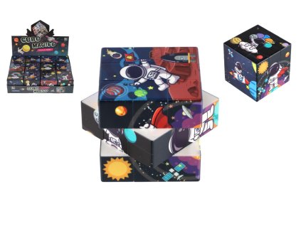 Kostka hlavolam vesmír 3x3x3 plast ve fólii 6x6x6cm 12ks v boxu