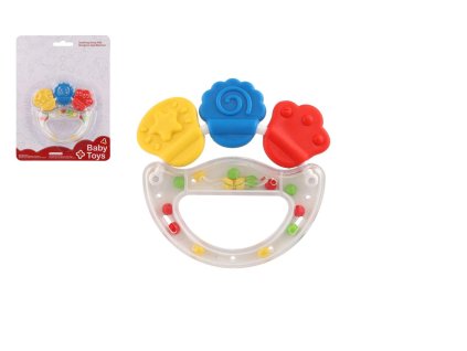 Chrastítko/Kousátko plast/silikon 10cm na kartě 0m+