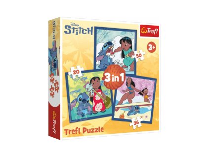 Puzzle 3v1 Lilo&Stitch - Čas se Stitchem 20x19,5cm v krabici 28x28x6cm