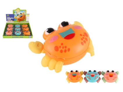 Krab zmáčkni a jeď plast 11x8cm na zpětné natažení 3 barvy 9ks v boxu
