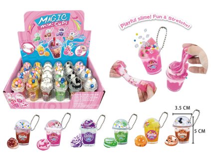 Přívěsek mini pohárky sliz 5x4cm 6 druhů 24ks v boxu