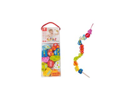 Provlékačka/Navlékačka dopravní prostředky dřevěná 13ks v blistru 9,5x26cm 18m+