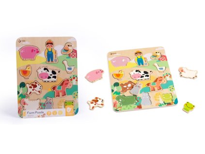 Puzzle/Vkládačka deskové farma dřevo ve fólii 21x30cm 18m+