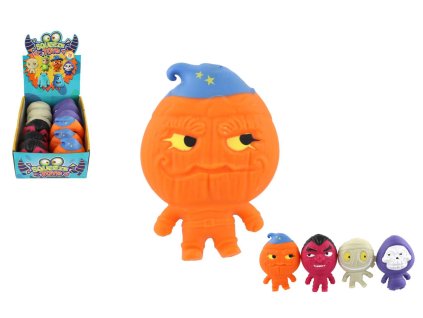 Příšera antistresová natahovací plněná pískem 465g silikon 13cm 4 druhy v sáčku 12ks v boxu