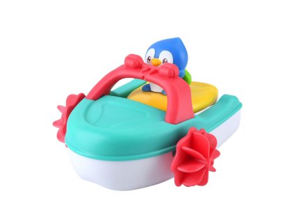 Loď/Člun s tučňákem do vody na natažení plast 11x12cm 18m+