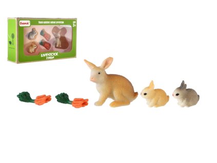Králík/Králíček 3ks plast s doplňky v krabičce 16x9,5x4cm