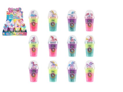 Sliz - hmota Slimy 155g s jednorožcem 14x7cm 4 barvy v kelímku 16ks v boxu