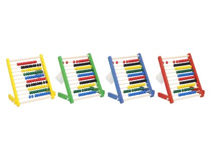 Počítadlo 100 kuliček dřevo 4 barvy ve fólii 17x20cm