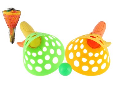 Catch ball hra 2ks + 3 míčky plast 19cm v síťce