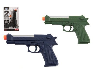 Pistole 17cm plast na baterie se světlem se zvukem 3 barvy  na kartě