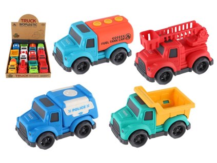 Auto nákladní Eco plast 10cm na volný chod mix druhů 12ks v boxu 18m+