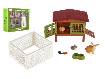 Králíkárna s výběhem plast s doplňky v krabici 23x19x8cm