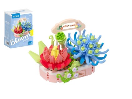 Stavebnice mini KOCO Kouzlo sukulentů plast 271ks v krabičce 11x15x6cm