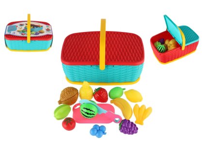 Piknikový košík - ovoce/zelenina krájecí 15ks plast 2 barvy 28x20cm