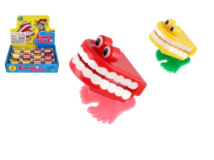 Zuby skákací na natažení plast 5cm 2 barvy 12ks v boxu