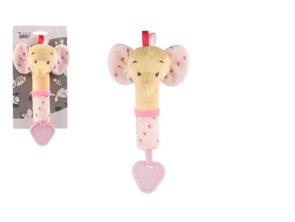 Pískátko/kousátko slon plyš 22cm na kartě v sáčku 0+