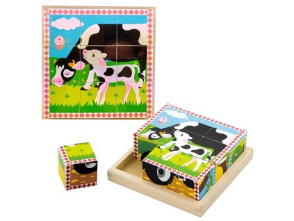 BABU - Dřevěné kostky 9 ks - farma