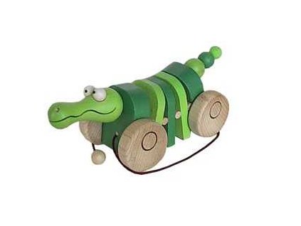 Dřevěný tahací krokodýl klapací