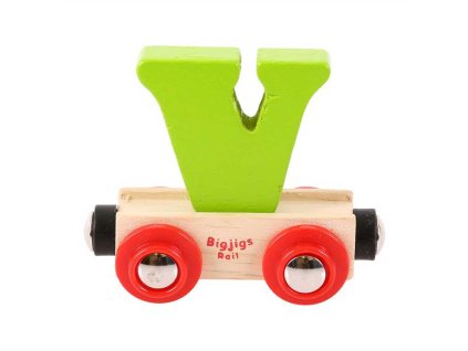 Bigjigs Rail Vagónek dřevěné vláčkodráhy - Písmeno V