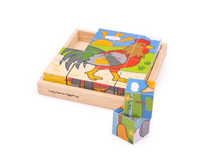 Bigjigs Toys Obrázkové kostky farma