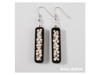 Živé šperky - Náušnice Jardiniere černé s trvalými bílými květy