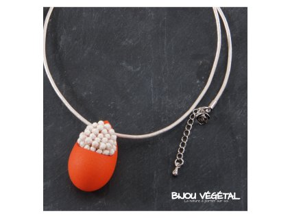 Živé šperky - Náhrdelník Slza oranžový s trvalými bílými květy