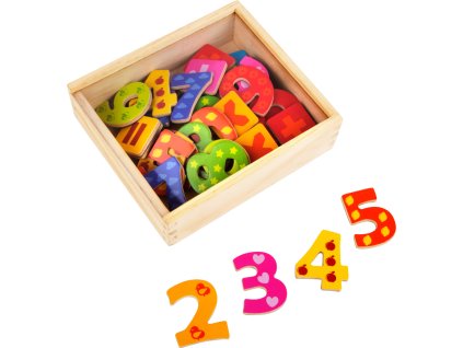 small foot Dřevěné barevné magnetické číslice 40ks