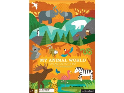 Petit Collage Znovupoužitelné samolepky se scénou Můj svět zvířat