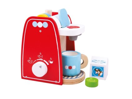 Bigjigs Toys Dřevěný kávovar červený