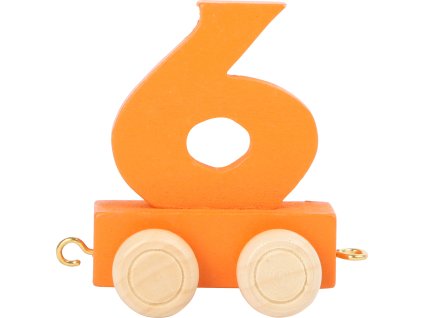 Vagónek dřevěné vláčkodráhy - barevné číslice - číslo 6