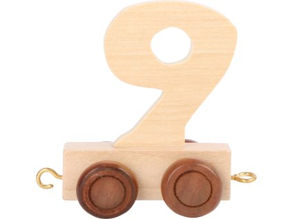 Vagónek dřevěné vláčkodráhy - přírodní číslice - číslo 9
