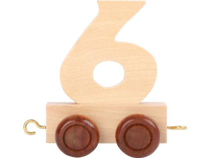 Vagónek dřevěné vláčkodráhy - přírodní číslice - číslo 6