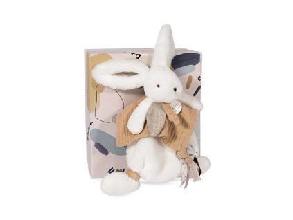 Doudou Dárková sada - Plyšový králíček s muchláčkem 25 cm béžová