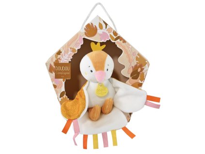 Doudou Dárková sada - hudební plyšová hračka ptáček žlutý 23 cm