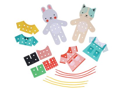 Petit Collage Provlékání Oblékací set Kocour a králíček