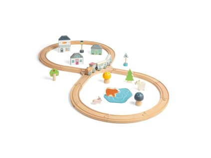 Bigjigs Toys Dřevěná vláčkodráha u lesa