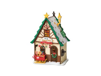 RoboTime 3D dřevěná skládačka Miniatura domečku Svítící vánoční dům