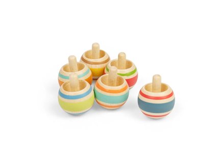 Bigjigs Toys Dřevěná káča s proužky 1 ks