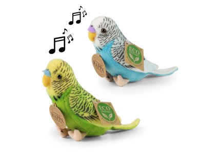 Rappa Plyšová andulka se zvukem 11 cm  ECO-FRIENDLY sada 2 ks