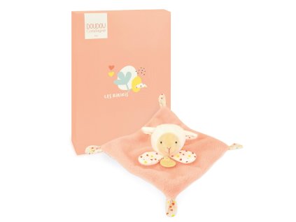 Doudou Plyšový muchláček oranžový Ovečka 19 cm