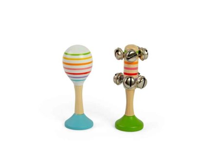 Bigjigs Toys Sada Rumba koule modrá a rolničky zelené