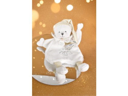 Doudou Dárková sada Plyšový muchláček medvídek s čepičkou béžový 25 cm