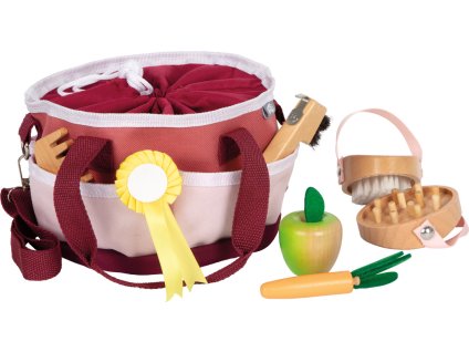 small foot Sada péče o koně s taškou červená