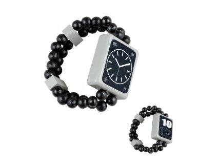 Detoa Dřevěné oboustranné hodinky černé