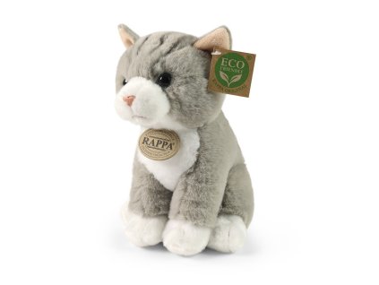 Rappa Plyšová kočka sedící šedá 23 cm SOFT COLLECTION, ECO-FRIENDLY